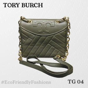 TORY BURCH Tory Burch Olive Green Leather Alexa Shoulder Bag